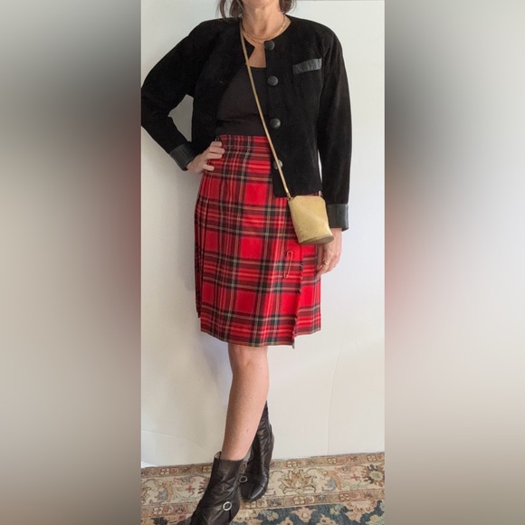 Vintage Land’s End Tartan Plaid Wool Kilt Wrap Skirt Made in Ireland 🇮🇪 - Picture 1 of 15